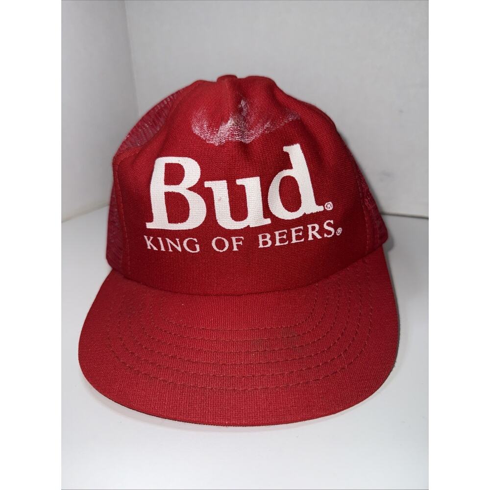 Vintage 90S Budweiser King Of Beer Adjustable Snapback Red Men’s Trucker Hat Cap